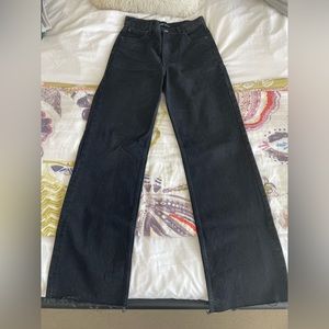 Zara black hi rise wide leg full length jeans